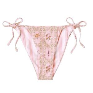 NEW Agua Bendita x Target Floral Striped Reversible Side Tie Bikini Bottom Sz. L